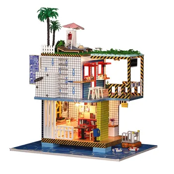 

Diy Miniature Dollhouse Wooden Miniature Assemble Doll House Furniture Model Kits Handmade Puzzle Toy For Children Birthday Gift