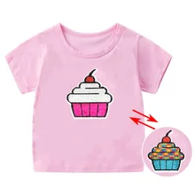 Сменные летние детские футболки с блестками для девочек; коллекция года; Детские хлопковые футболки с короткими рукавами; повседневные футболки для девочек; топы для студентов
