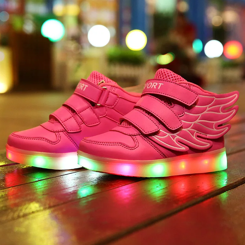 Unisexe DEL Light Up chaussures SPORTWEAR lumineux Kids Casual Garçons Filles USB Baskets 
