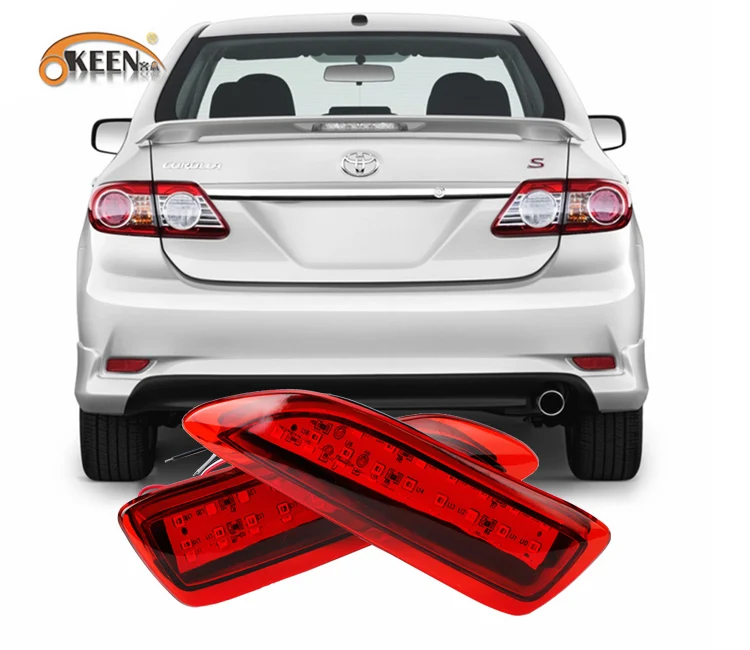 

OKEEN 2x Red LED Rear Bumper Reflector Light for 2011 2012 2013 Toyota Corolla Lexus CT200H Tail Lights 12V Warning Brake Lamp