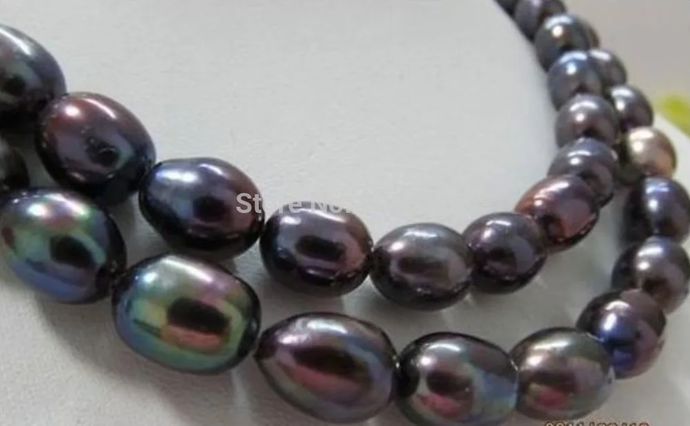 

Free Shipping>>32"10-12MM Tahitian Black Pearl Necklace AAA+