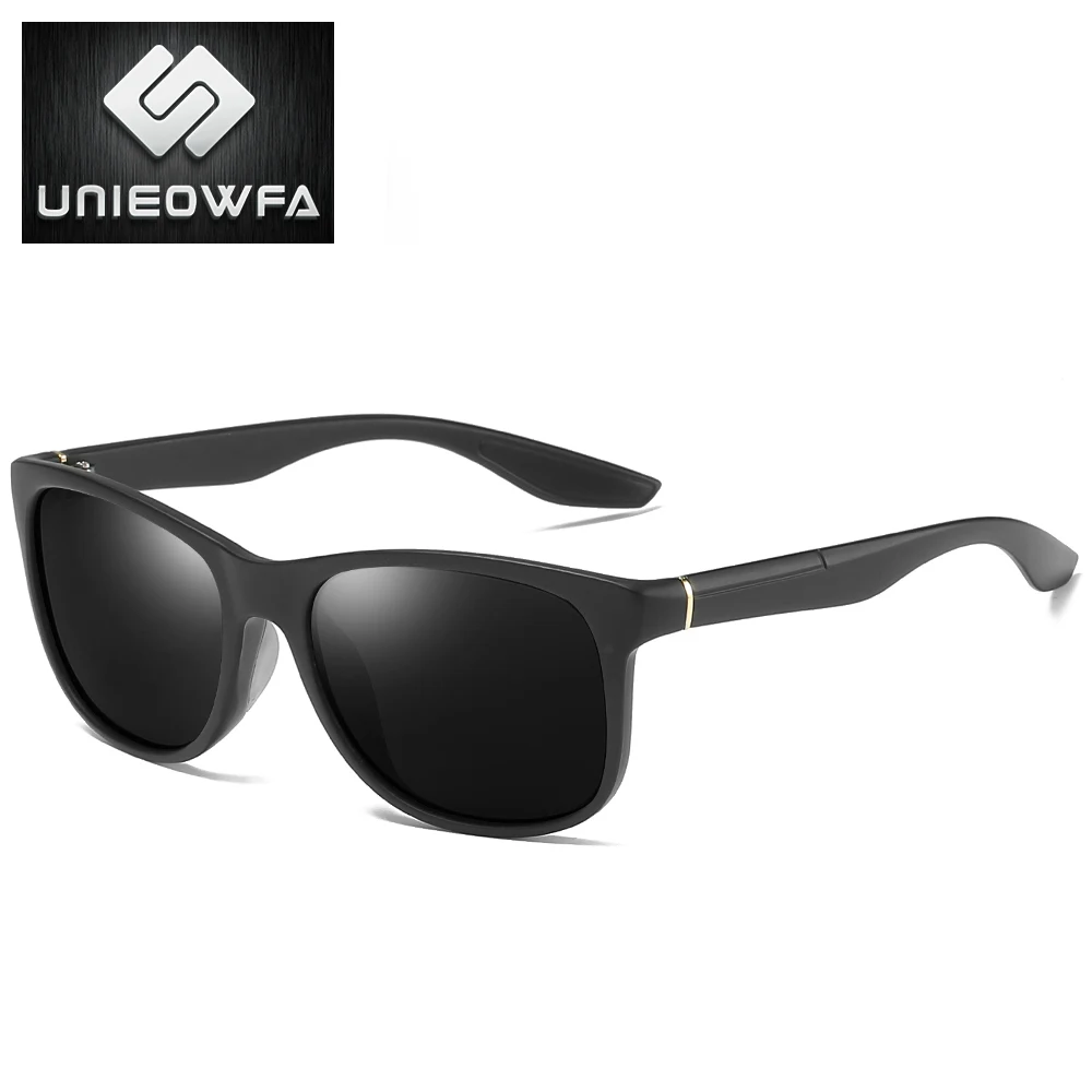 Unieowfa Polarized Sunglasses For Men Matte Black Square Driving 