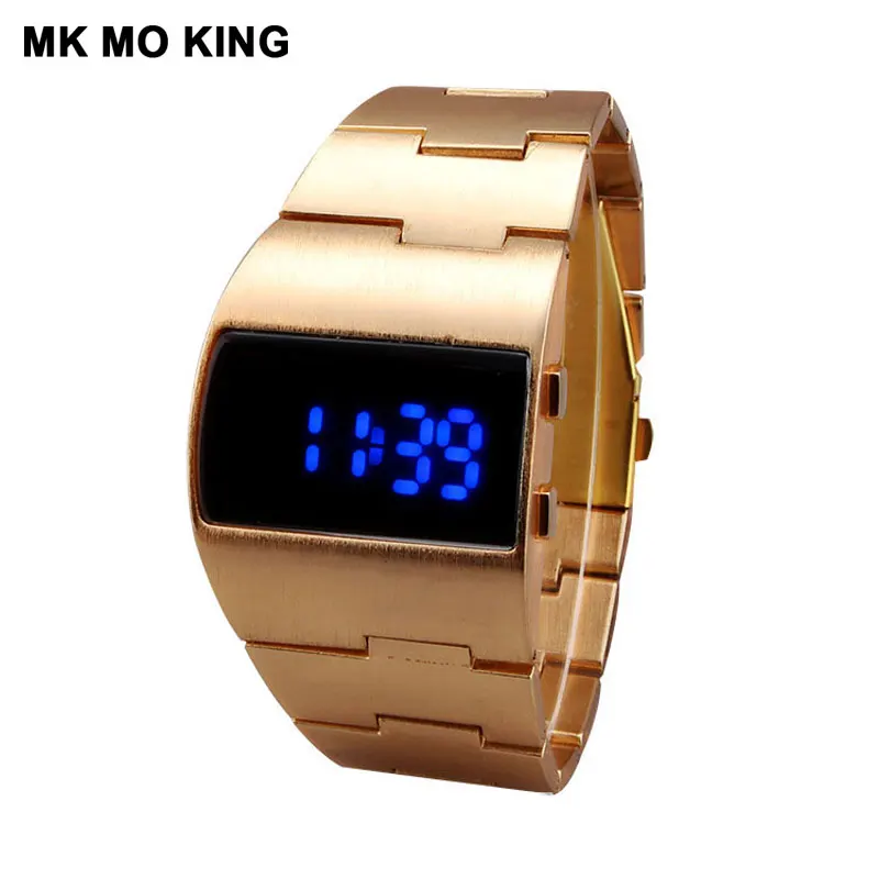 BEST  Hot gold unique LED Digital Sport fitness outdoor Gifts For Couple Men's women's ladies wrist watch