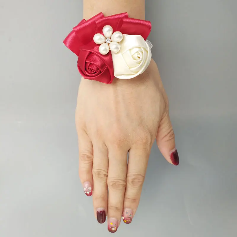 

Wrist Corsage Bridal Wristband Accessories Wedding Hands Corsages Wrist Band Hand Flowers Bracelet For Bridesmaids Wedding White