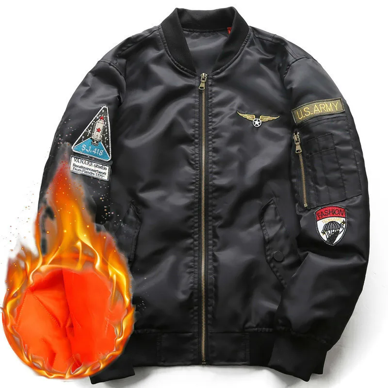 2 боковых одежда ВВС Для мужчин куртка в стиле милитари вышивка Орел груди логотип патч Для мужчин Курточка бомбер Для мужчин Повседневное