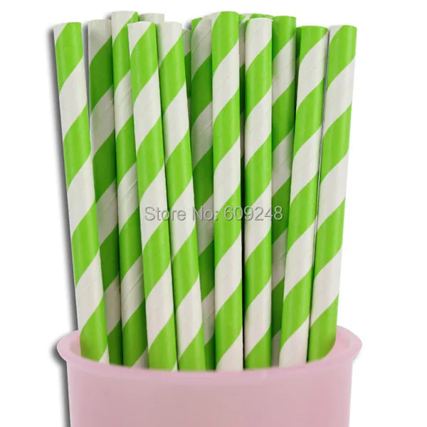 100pcs Colors Decorative Party Green Paper Straws on 100