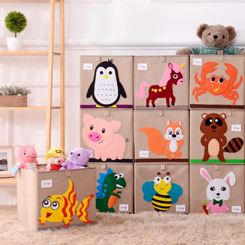 

Cartoon Cotton Linen Folding Storage Box Children Toys Organizer Box Clothes Sundries Storage Bin Large Laundry Basket