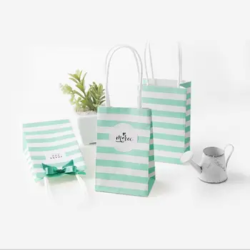 

50PCS Cute Mini Striped Paper Shopping Bag with Handle Party Gift Hand Bag Favors Package Bag Ideas