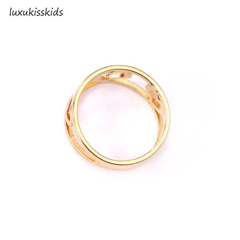 LUXUKISSKIDS элегантные золотые кольца для мужчин и женщин из нержавеющей стали