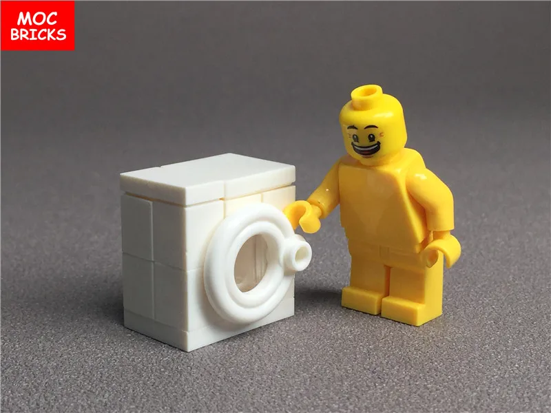 

MOC Bricks DIY MOC White Washing machine Set family action figure electric equipment toys building Blocks kids Dolls Gifts