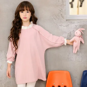 

New 2020 Spring Baby Bat-wing Sleeve Blouses Kids Cotton Tops Brand Girls Loose Tops Children Tee Tops Simulated Pearl,#2668