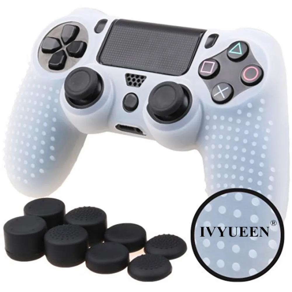 IVYUEEN 9 в 1 с шипами для ухода за кожей кожи Dualshock 4 PS4 Pro тонкий защитный чехол-Обложка с 8 рукоятка пальца шапки для Игровые приставки 4 - Цвет: G