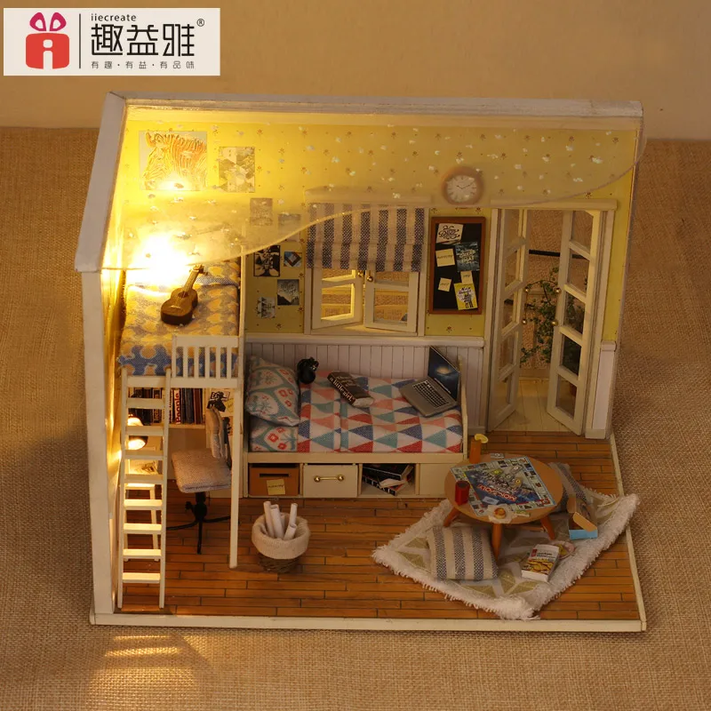 IiE CREATE DIY Hut Сборная модель деревянная головоломка 3D миниатюрный кукольный домик с