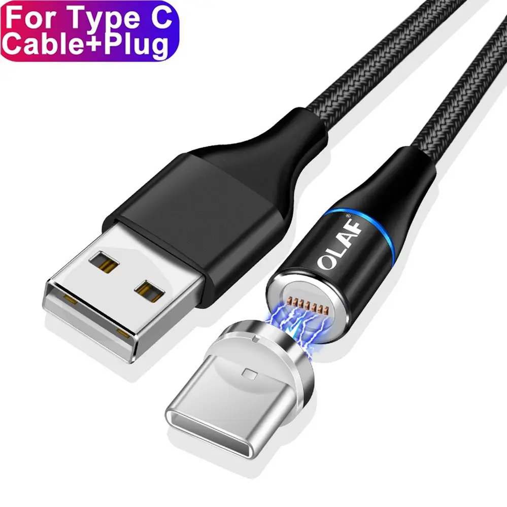 Магнитный usb-кабель OLAF 3A Micro USB type-C для iPhone XR, samsung, S9, huawei, Xiaomi, быстрая зарядка, кабель 3,0 - Цвет: Black For Type C