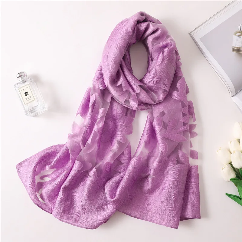 2018 New Silk Scarf for Women Scarves Ladies Soft Wool Shawls and Wraps Female Pashmina Bandana Beach Stole Hijab Scarf Foulard