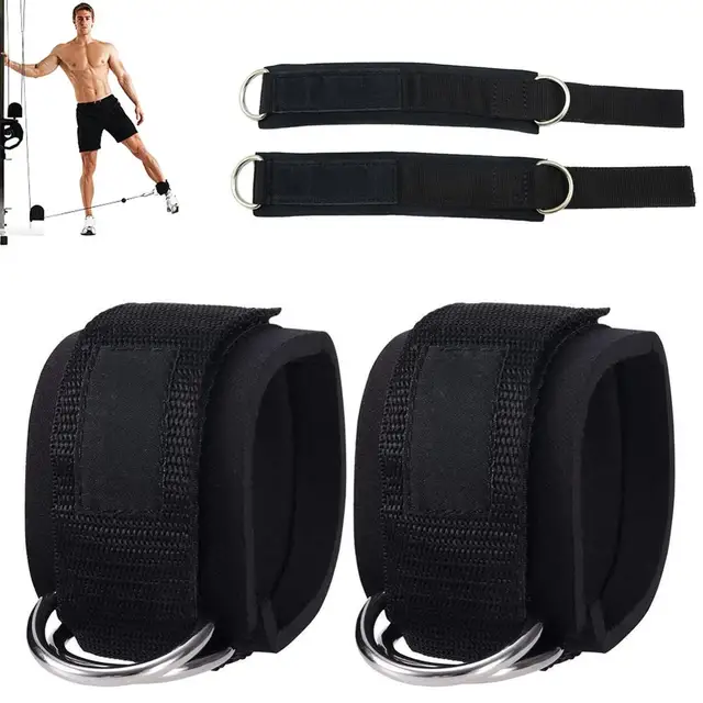 US $9.50 2pc Fitness Ankle Cuffs Leg Training Crossfit Cable-Machine Attachment Leg Hip Body Building Workou