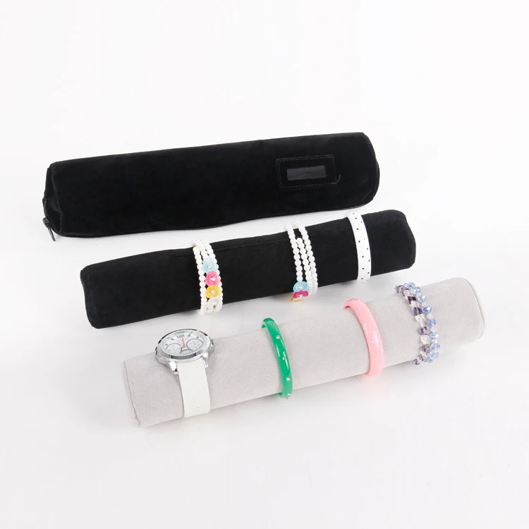 High Quality Velvet Jewelry Organizer Travel Roll Bag Portable Storage