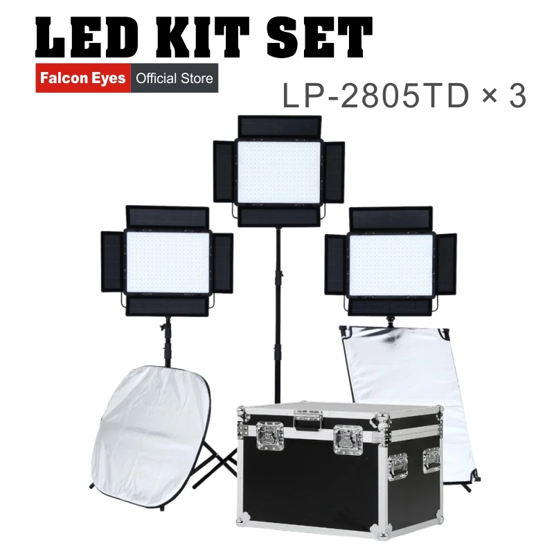 Falconeyes 140w Video Light Led Panel Cri95 With Dmx System Dimmable Studio Continuous Lighting 3pcs/lot Lp-2805td Kit | Электроника