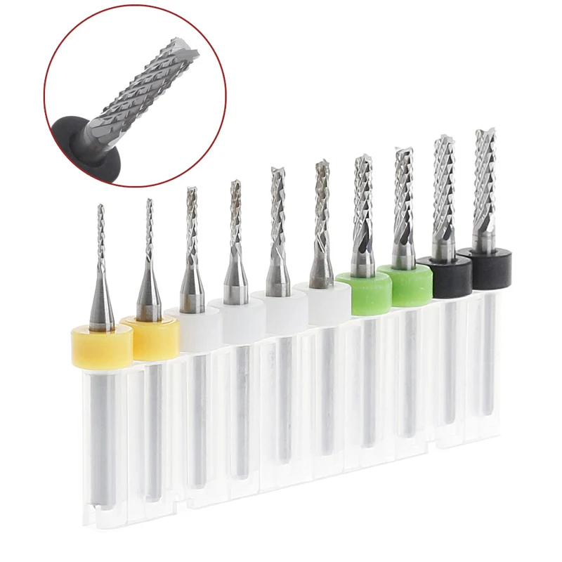 

10Pcs PCB Milling Cutter 1.0-3.0mm Fish Tungsten Carbide Mill Engraving CNC New