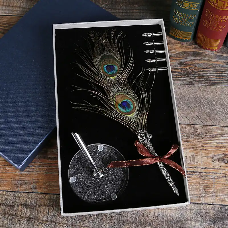 Antique Europe Style Feather Fountain Pen Set Quill Calligraphy Writing