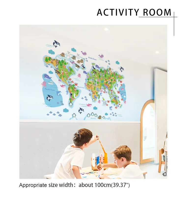 Карта мира, настенные наклейки для детской комнаты, декор для спальни, Фреска для детского дома, домашний декор, настенные наклейки для декора