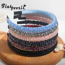 Flatfoosie Разноцветные кристаллы Стекло стильная повязка на голову ручной работы лента для волос для Для женщин нарисованной длинноволосой девочкой, аксессуары, лента для волос, подарки, ювелирные изделия