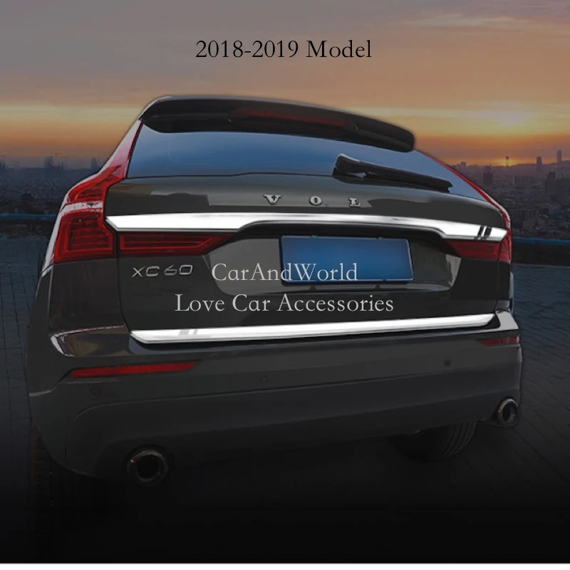 

Stainless Steel Car Rear Trunk Cover Trim Decoration Tailgate Frame Garnish Strip for Volvo XC60 2011 2018 2019 Auto Accessories