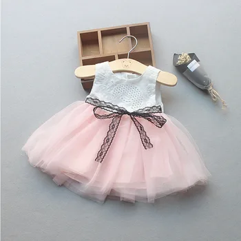 

new born kid baby girl dress vestido infantil bebe white lace baby dress wedding party gowns bow sleeveless girls baptism 1 year