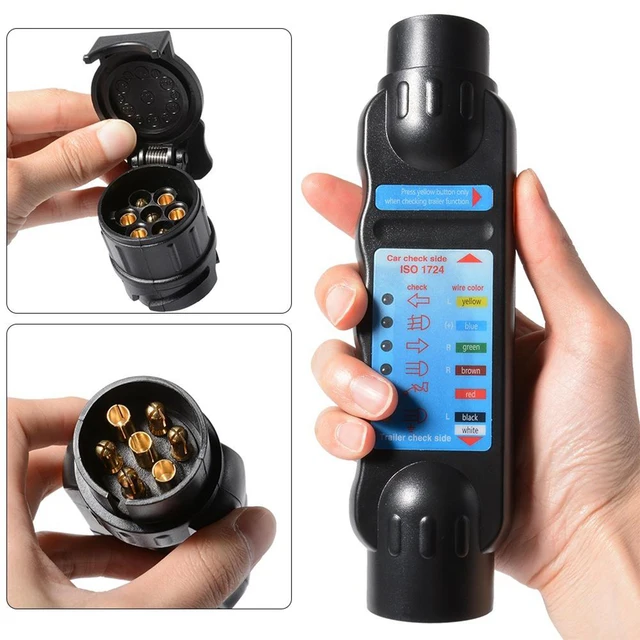1 pcs Durable 7 Pin Car Truck Trailer Plug Socket Tester 12V Wiring
