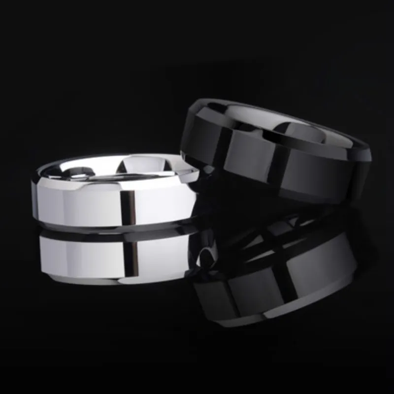 Элегантные модные черные титановые стальные кольца для пальцев, посеребренные кольца для мальчиков, пара модных колец