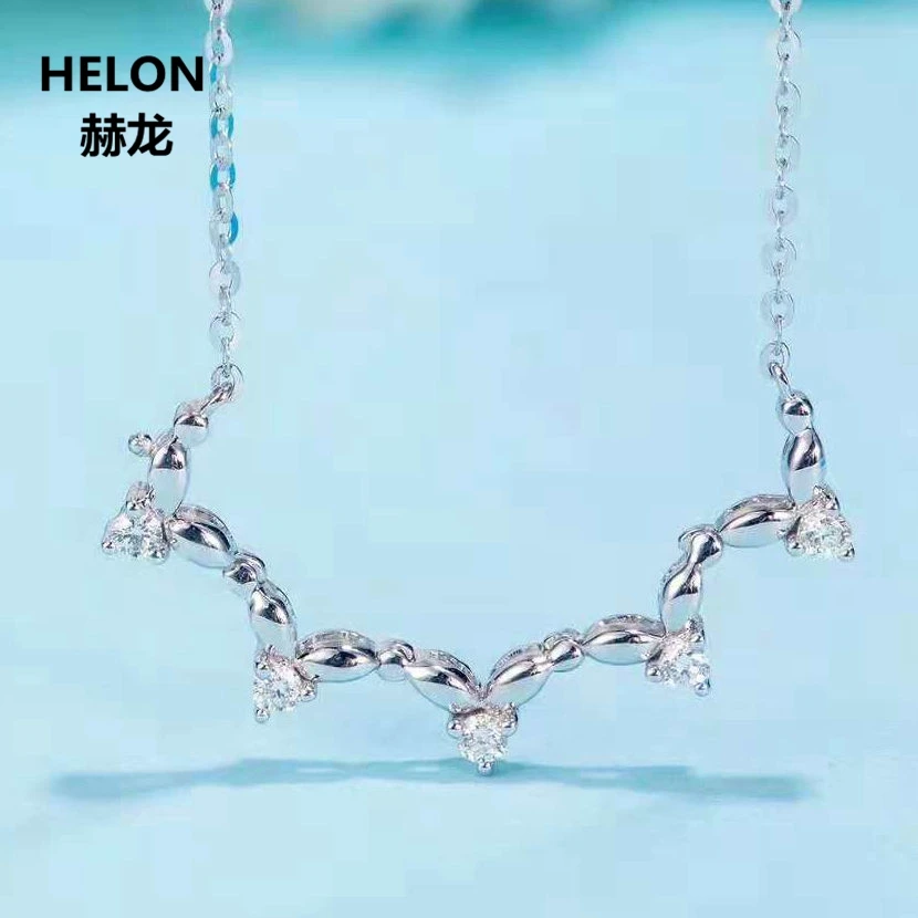 0.18ct SI/H Full Cut Natural Diamonds Pendant Necklace Solid 18k White Gold Women Fine Jewelry Stars Shape | Украшения и