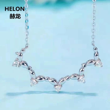 شراء0.18ct SI/H كامل قص الماس الطبيعي قلادة قلادة الصلبة 18 كيلو الأبيض الذهب النساء قلادة غرامة مجوهرات نجوم شكل