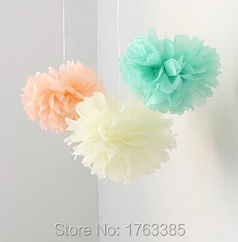 

Set of 6 DIY Mixed Ivory Peach Mint Tissue Paper Pom Poms Pompoms Wedding Party Christmas Nursery Decoration