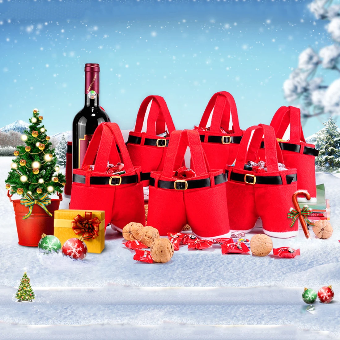 Полезная 1 шт. Рождественский подарок лакомство конфеты винная бутылка держатель Санта Клаус подтяжки брюки Декор Рождественский подарок сумки
