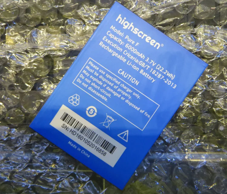 

3.8V batteries Rechargeable Li-ion Li-polymer Built-in lithium polymer battery for Highscreen PURE F 6000mah