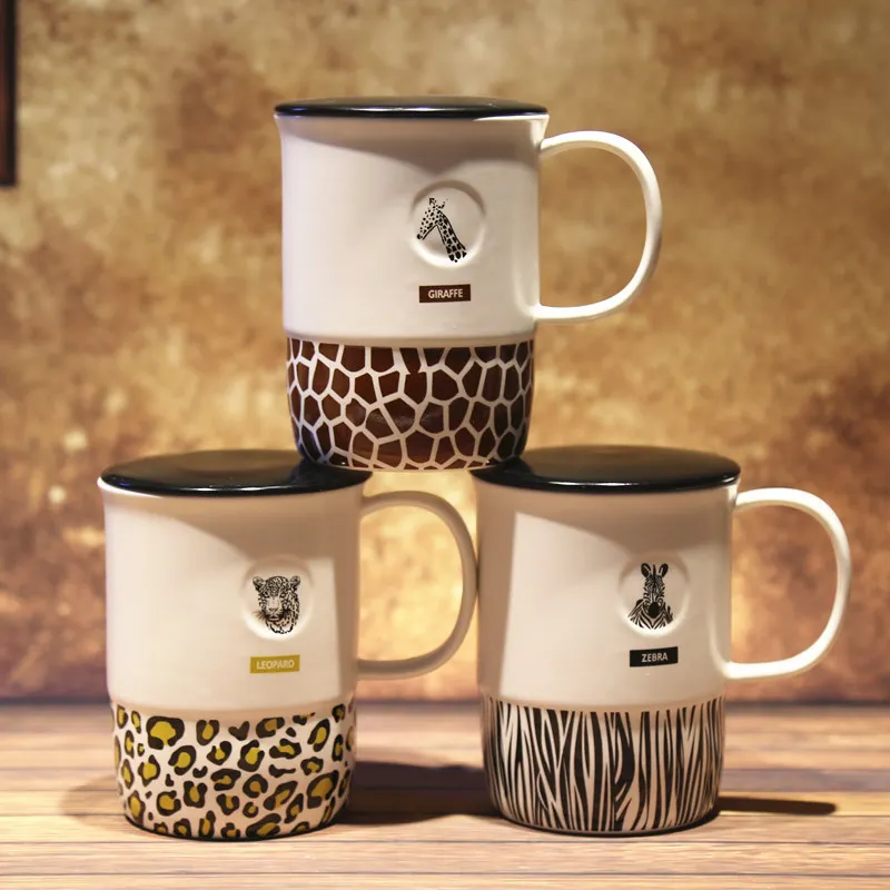 Уникальная африканская керамическая чашка для животных, пастбища, леопарда, жирафа, зебры, керамическая кружка