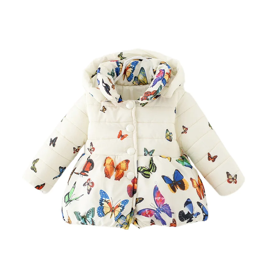 

cute baby girl coat cartoon butterfly cotton hooded overcoat for 6-48M children boys girls animal Winter thick jacket