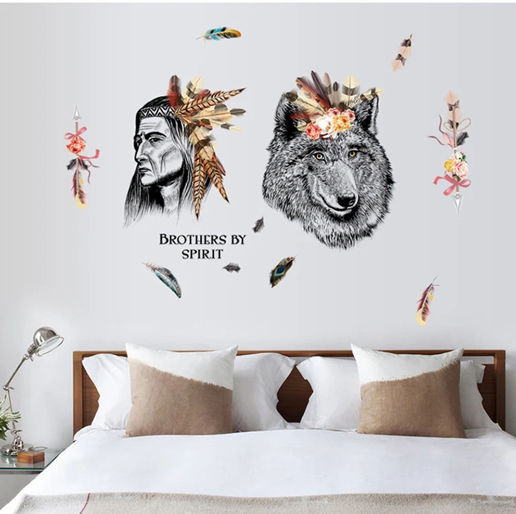 New Hunters and wolf large wall stickers home decor living room bedroom decal diy art mural wallpaper removable sticker | Дом и сад