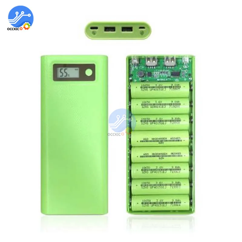 8x18650 батарея зарядное устройство коробка power Bank держатель Чехол Двойной USB lcd
