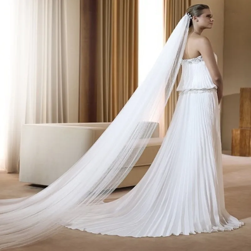 

15 M Long Lace Tiara Head Veil Tulle Veil Bridal New Style Bride Married Wedding Dress Veil Korean Simple Veil Double-Layer 3 M