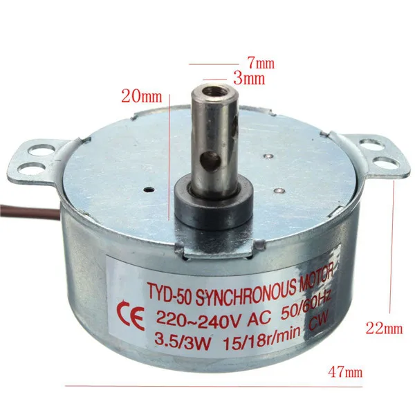 Переменный ток 220-240 В поворотный стол синхронный двигатель 15/18 об/мин 3,5/3 Вт CW широко используется в электрических вентиляторах обогреватели микроволновая печь