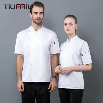

New Arrival Chef Jacket Kitchen Restaurant Uniform Canteen Food Service Barbershop Hotel Work Clothes Summer Unisex Chef Shirt