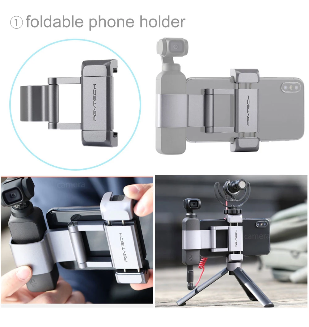  Optional 3.5mm Mic Adapter PGYTECH Smartphone Mount Cold Shoe Mount 49 LED Light Microphone For DJI