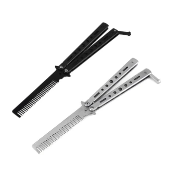 

Stainless Steel Practice Training Butterfly Style Knife Hair Comb Cool Hair Care Styling Tools Hot Selling