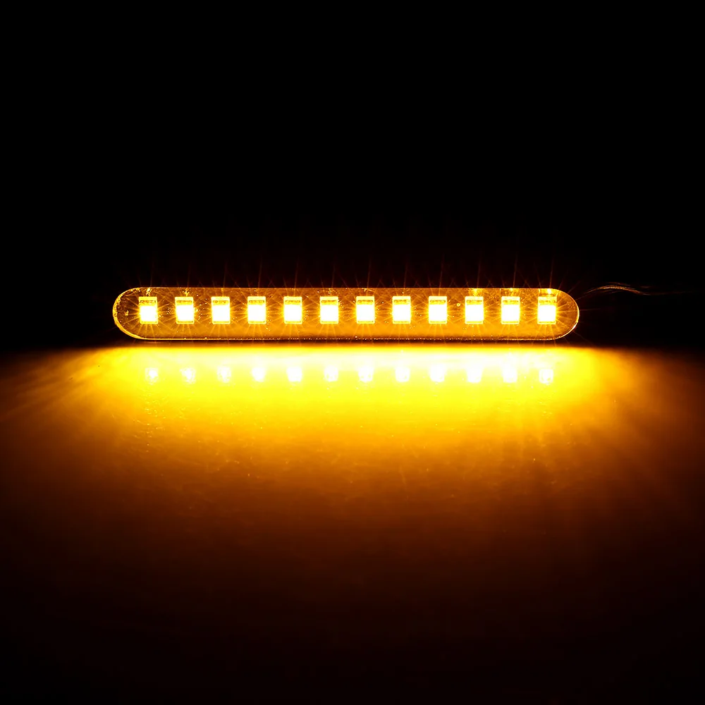 Универсальный, последовательный, струящийся, 12 светодиодный, мини-полоски, мотоциклетный, автомобильный, светодиодный, сигнальный светильник, s мигалка, светильник, желтый светильник