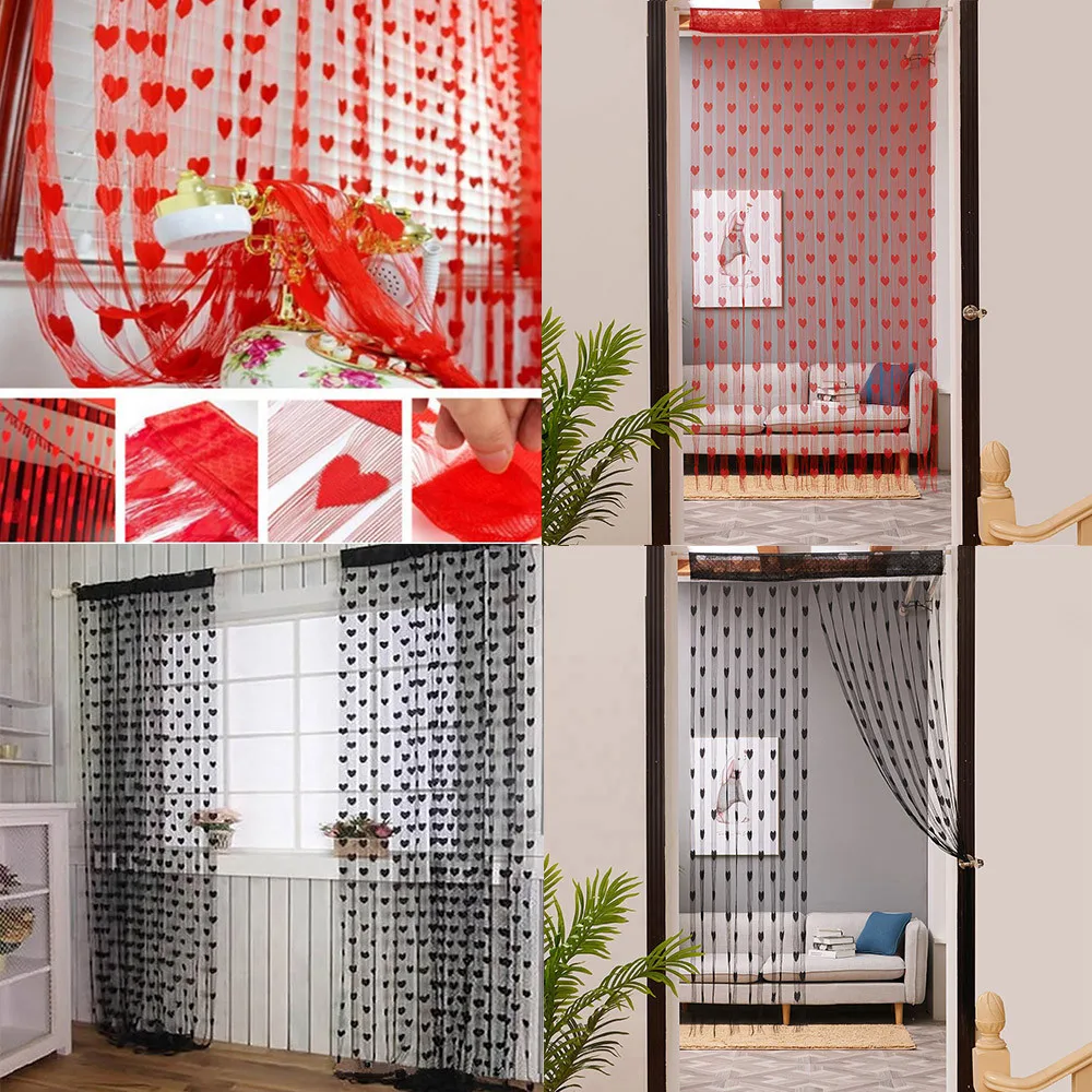 

Ouneed 50x200cm Love Heart String Curtain Window Door Divider Sheer Curtain Valance Dec18 Drop Ship