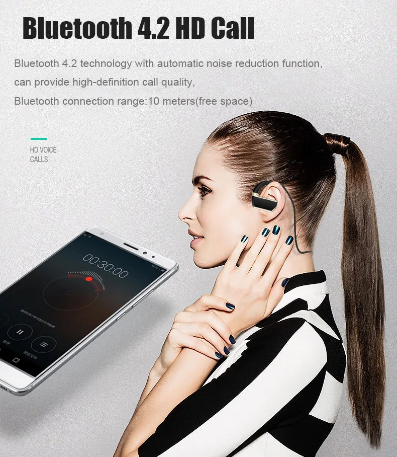 Askmeer J2 Wireless Bluetooth Earphone Sport Stereo Earbuds Headset In Ear Earpiece with Microphone+8GB Mp3 Player Two Play Mode (13)