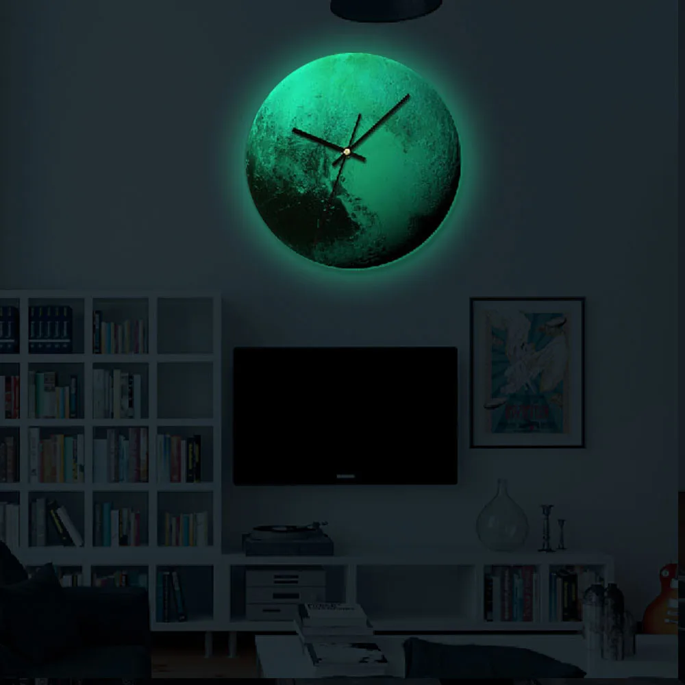 3D Luminous Large Fluorescent Wall Clock Sticks 30cm Removable