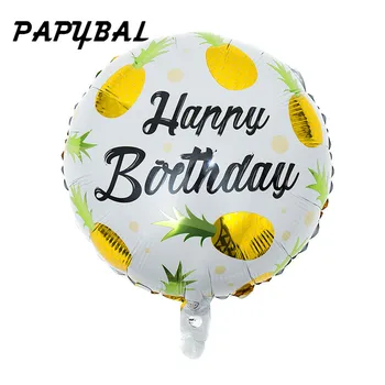 

5pcs 18Inch Pineapple Round Foil Balloons Baby Shower Happy Birthday Party Round Shape Helium Globos Decor Supplies Air Balls