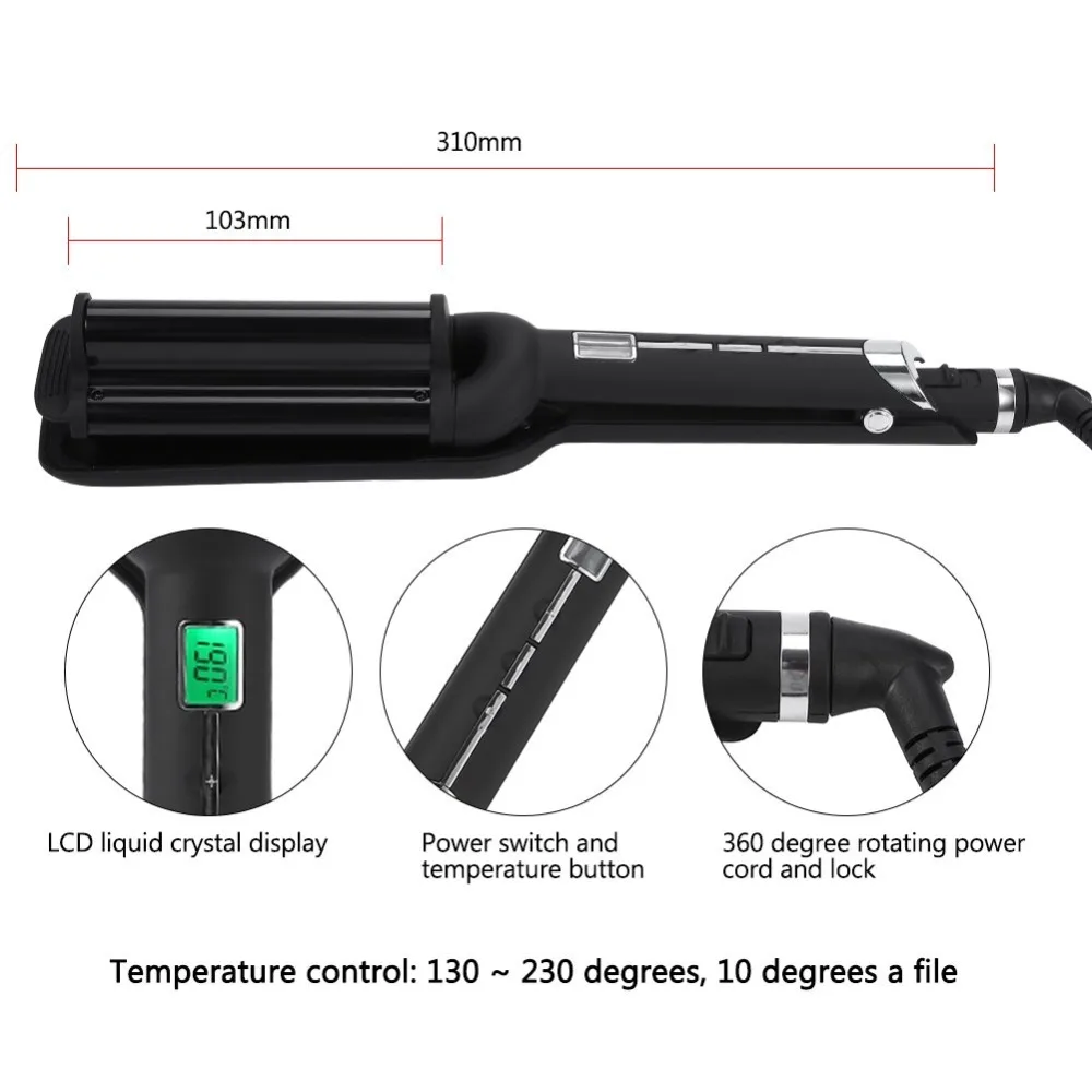 Профессиональные три бочки быстрого нагрева щипцы для завивки терморегулятор электрические щипцы для завивки волос тройной Вэйвер Спиральные бигуди щипцы для завивки